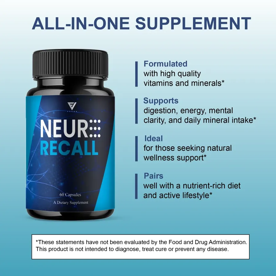 Teal brand panel titled All-in-one supplement, with icons for vitamins and minerals, digestion, energy and mental clarity