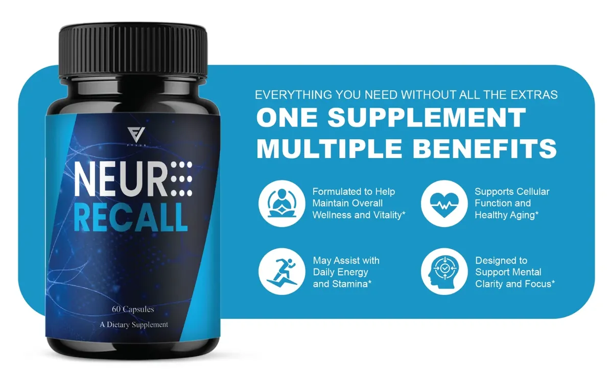 Wide brand panel titled One supplement, multiple benefits, with icons for wellness, cellular function and healthy aging, energy and stamina, and mental clarity